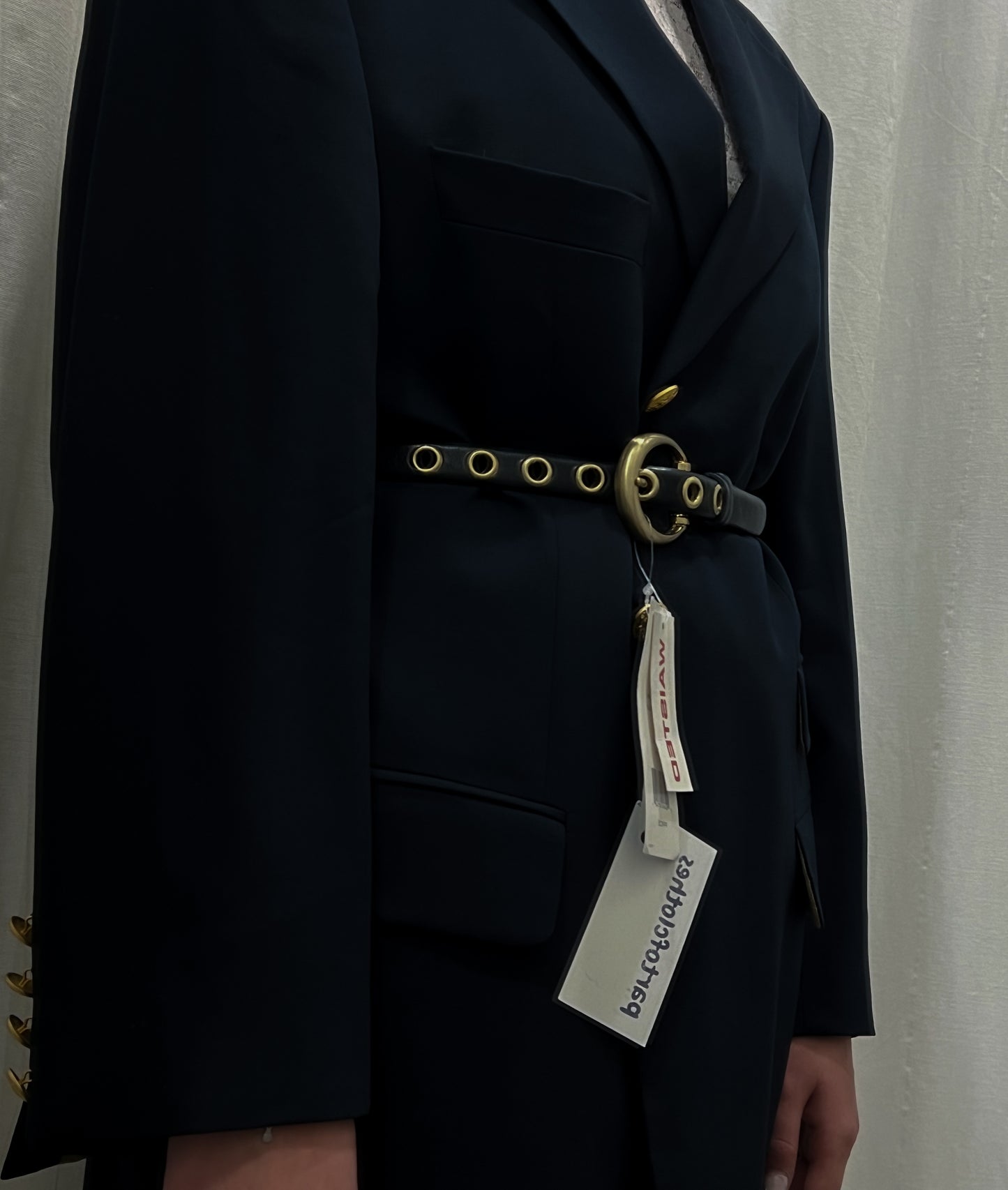 Pasek z mocnym złotym akcentem | skóra naturalna | small