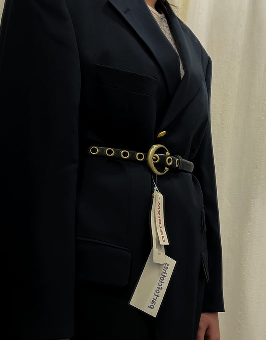 Pasek z mocnym złotym akcentem | skóra naturalna | small