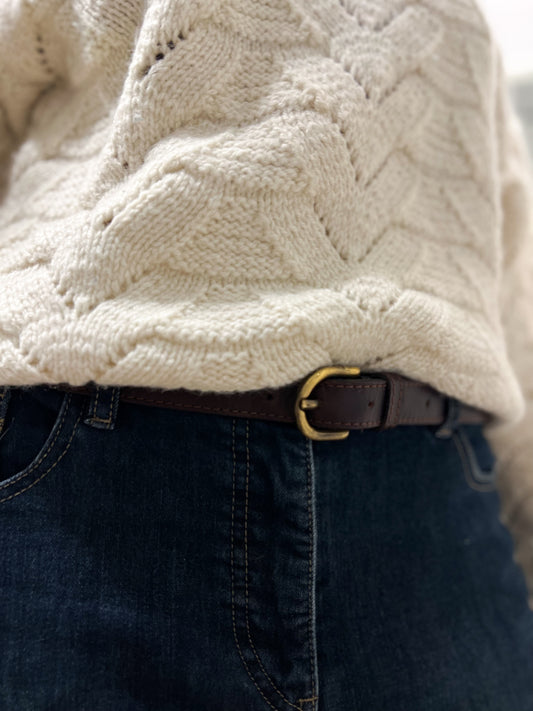 Miękki brązowy pasek | skóra naturalna | large