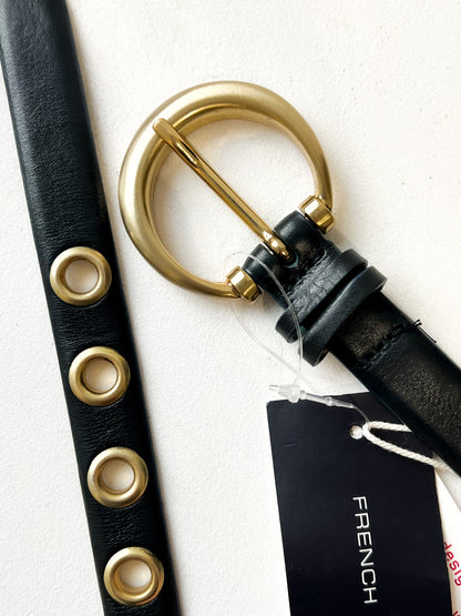 Pasek z mocnym złotym akcentem | skóra naturalna | small