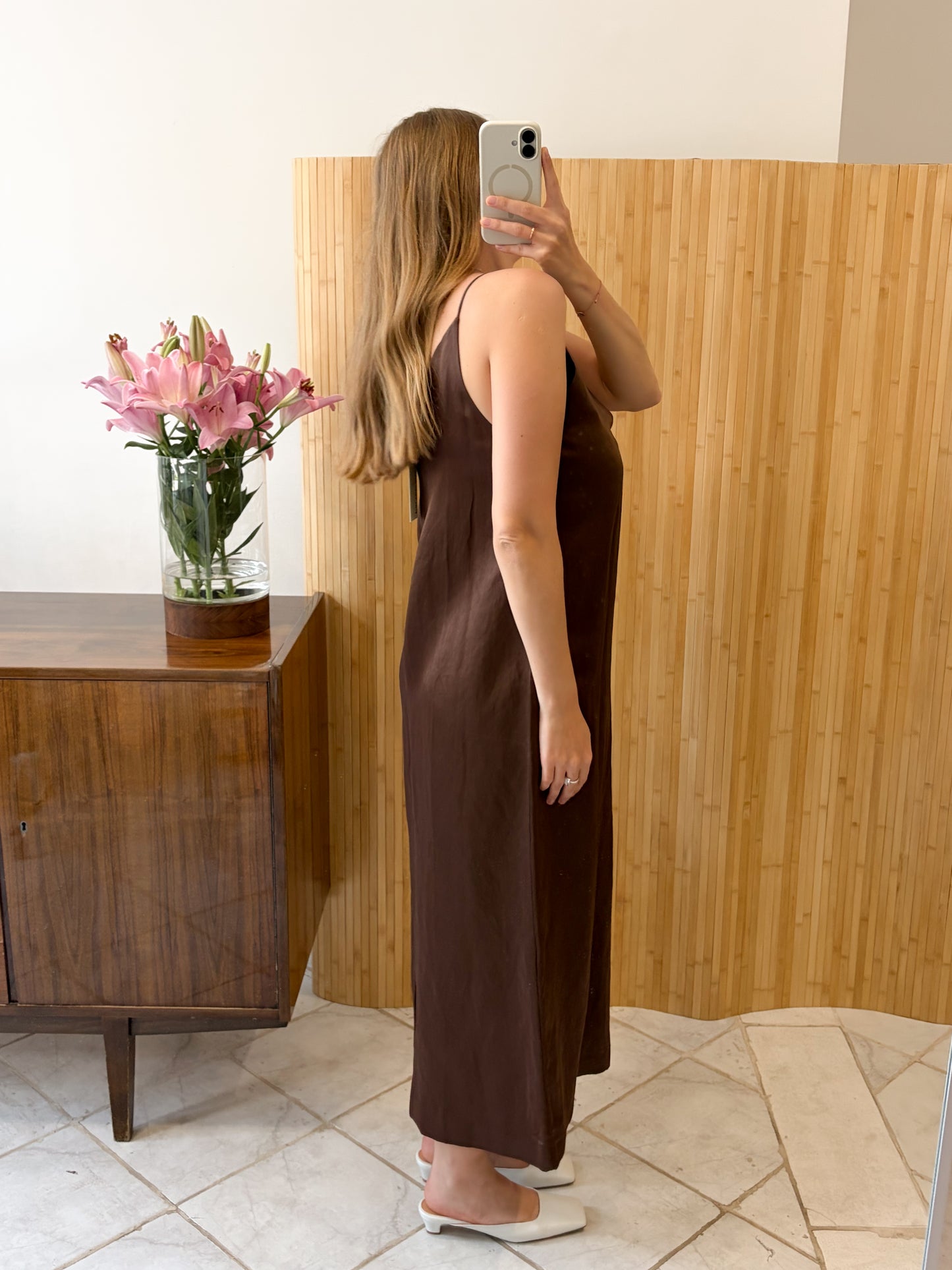 Masiimo Dutti brązowa sukienka maxi M