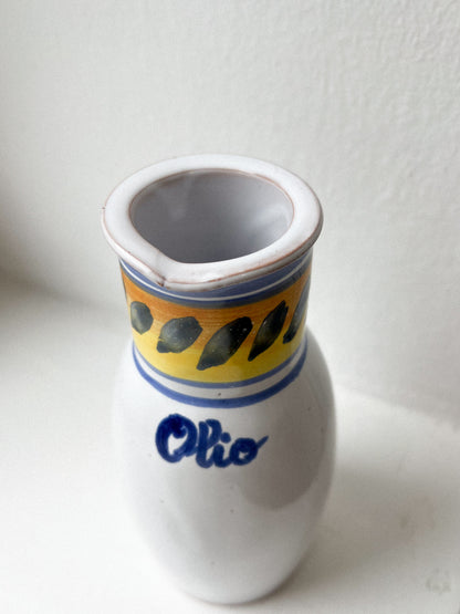 Ręcznie malowana ceramiczna butelka na oliwę