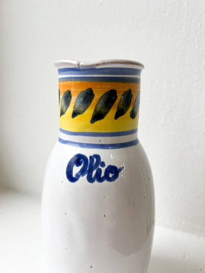 Ręcznie malowana ceramiczna butelka na oliwę