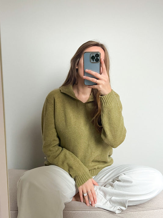 Sweter oversize z kołnierzem | Woolmark | S-L
