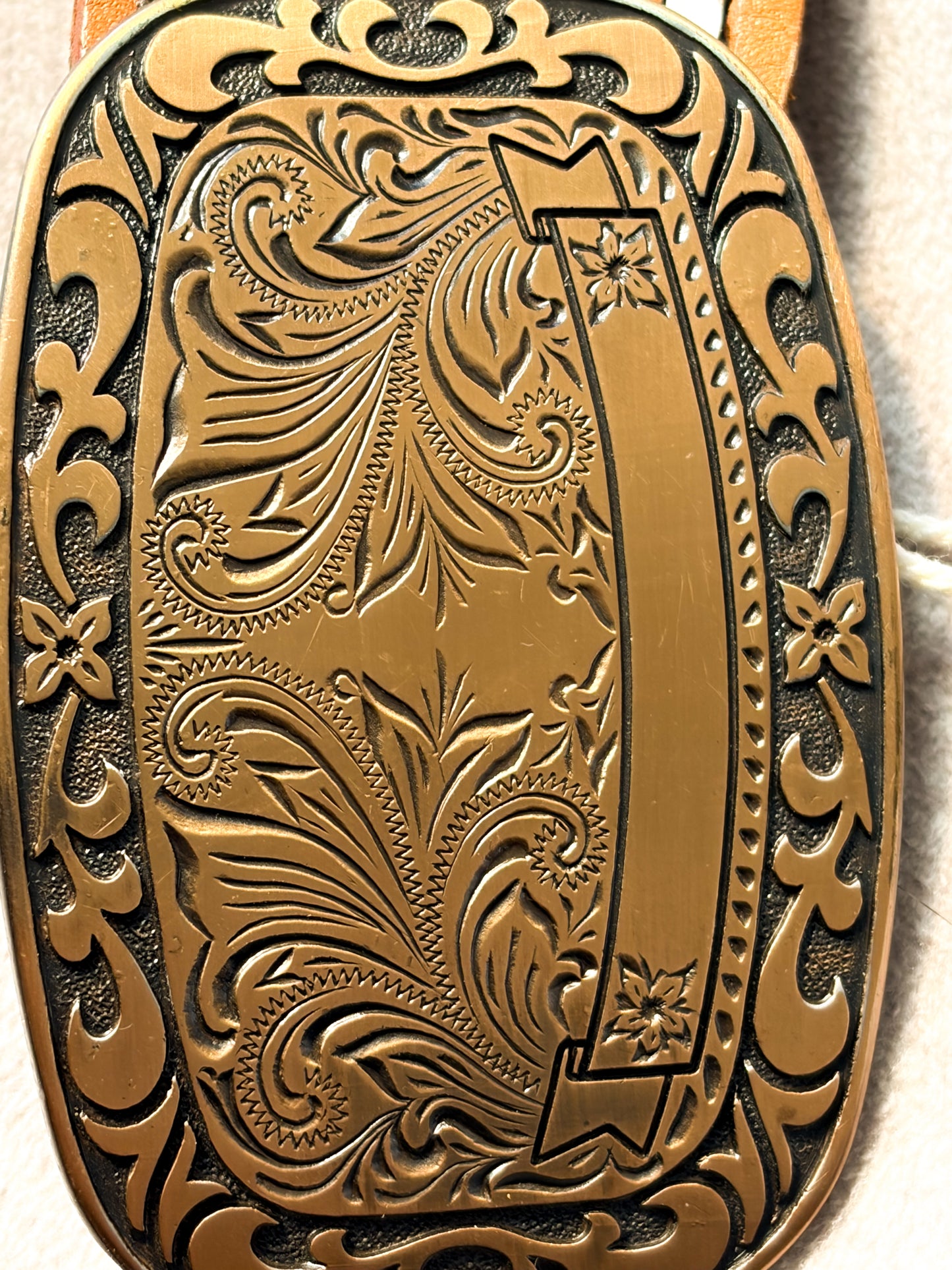 Pasek vintage w stylu western ze skóry naturalnej | LARGE
