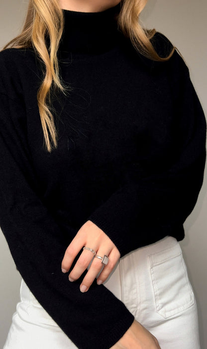 Czarny golf vintage z wełny | S/M