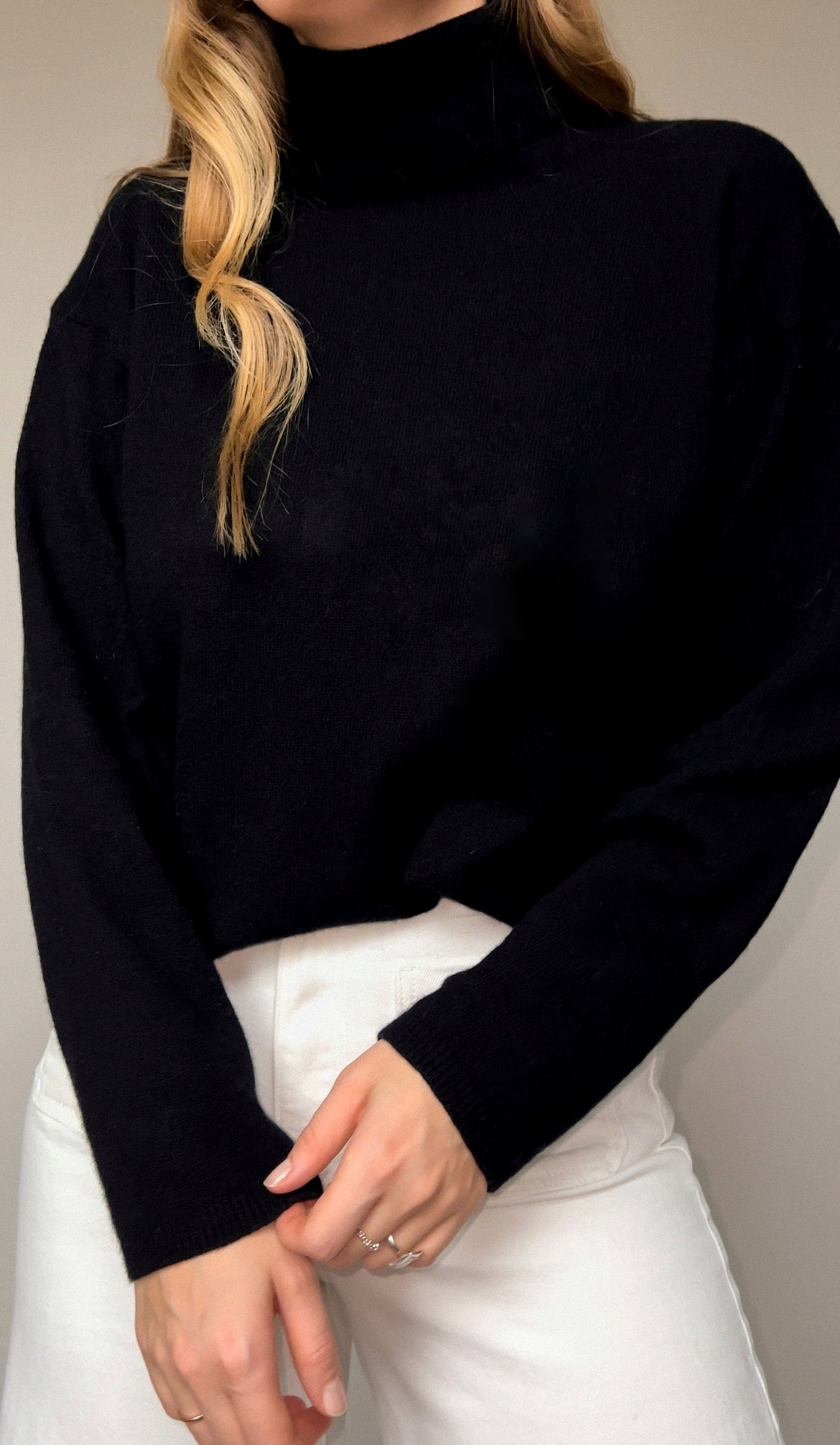 Czarny golf vintage z wełny | S/M