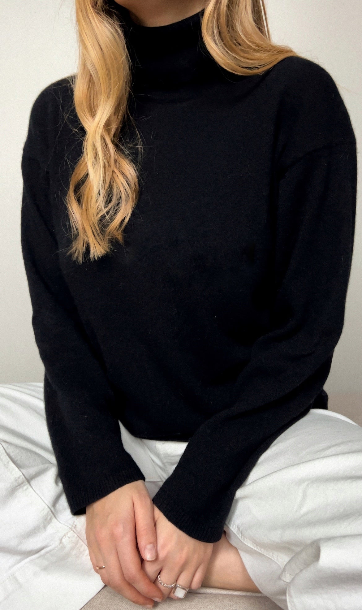 Czarny golf vintage z wełny | S/M