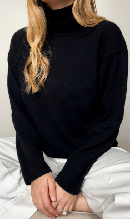 Czarny golf vintage z wełny | S/M