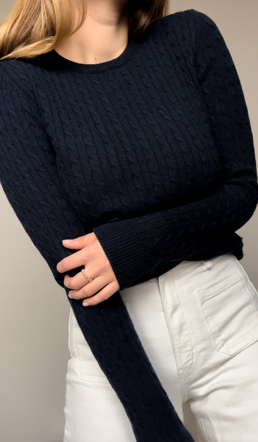 Sweter o plecionym splocie z wełną | S