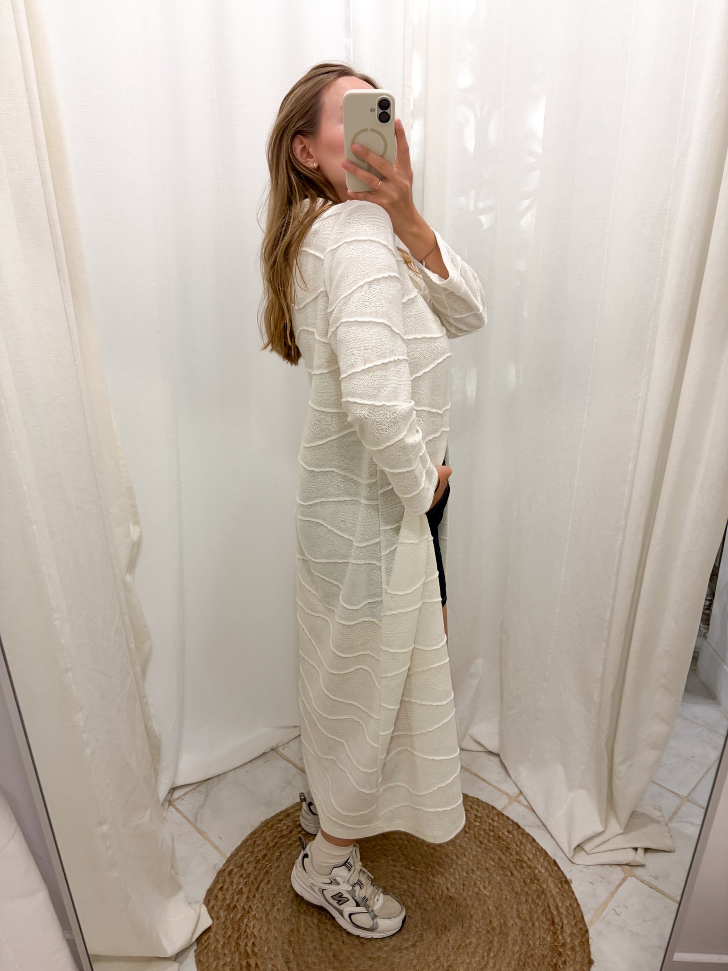 Vintage sweter narzuta biała maxi L-XL