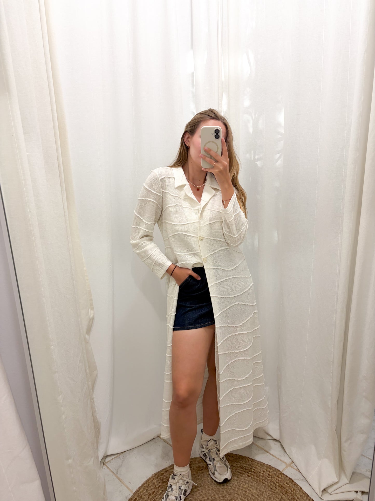 Vintage sweter narzuta biała maxi L-XL