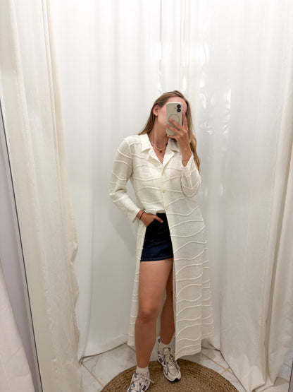 Vintage sweter narzuta biała maxi L-XL