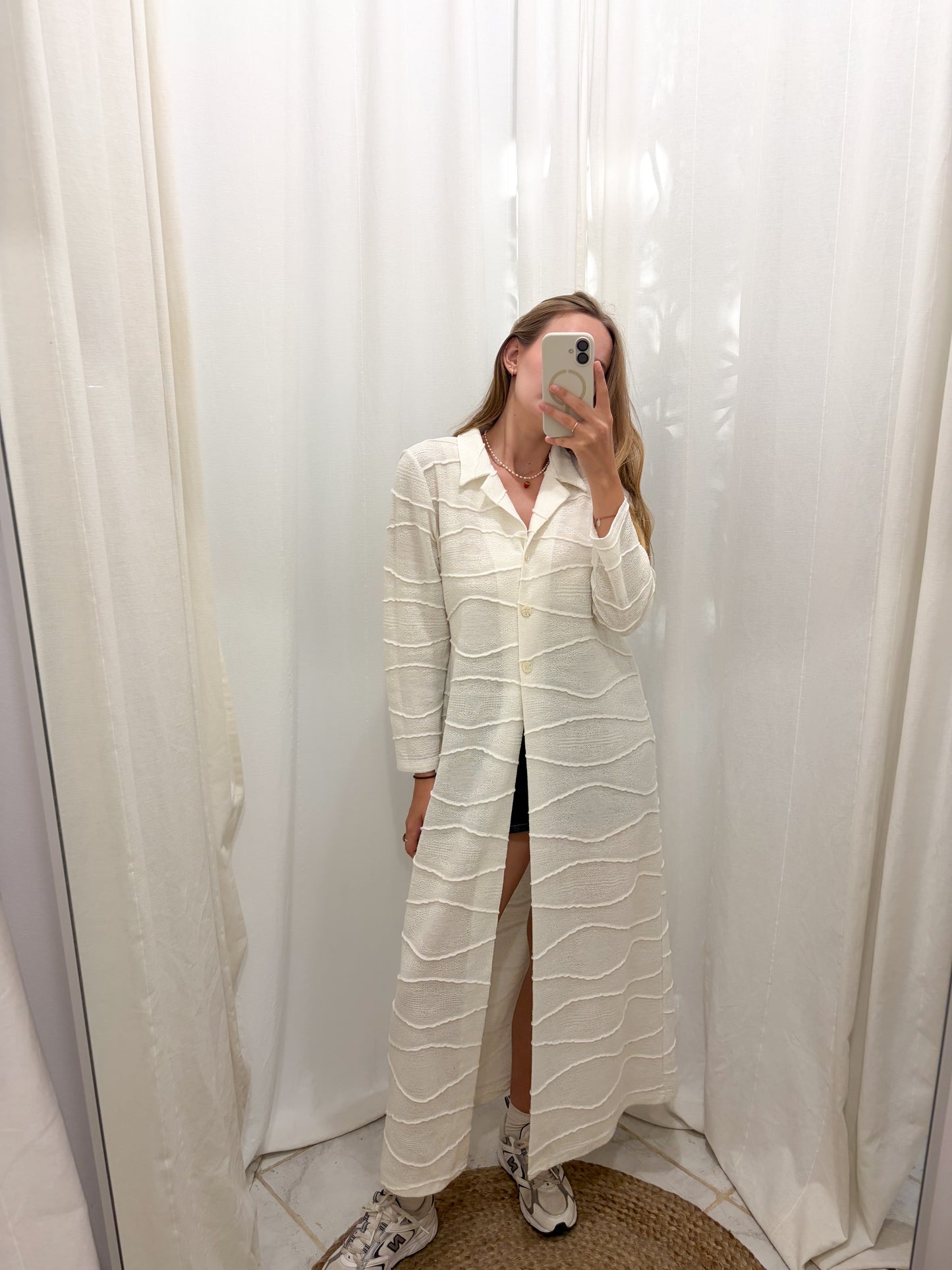 Vintage sweter narzuta biała maxi L-XL
