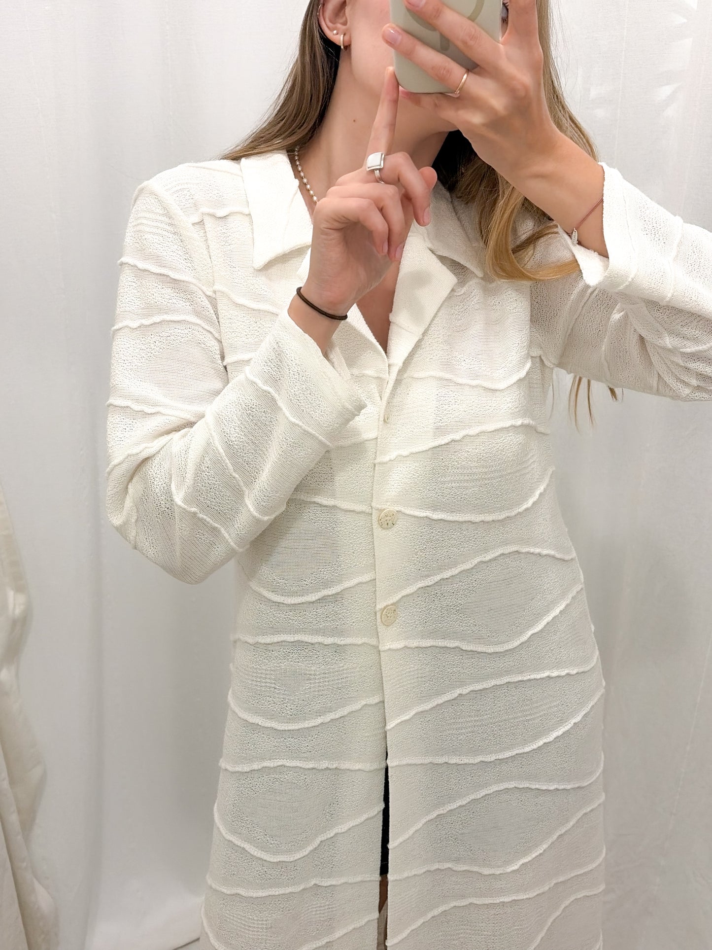 Vintage sweter narzuta biała maxi L-XL