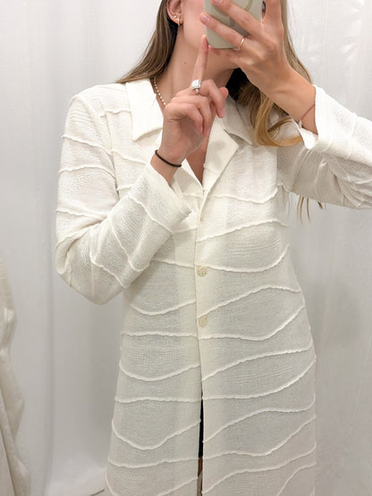 Vintage sweter narzuta biała maxi L-XL