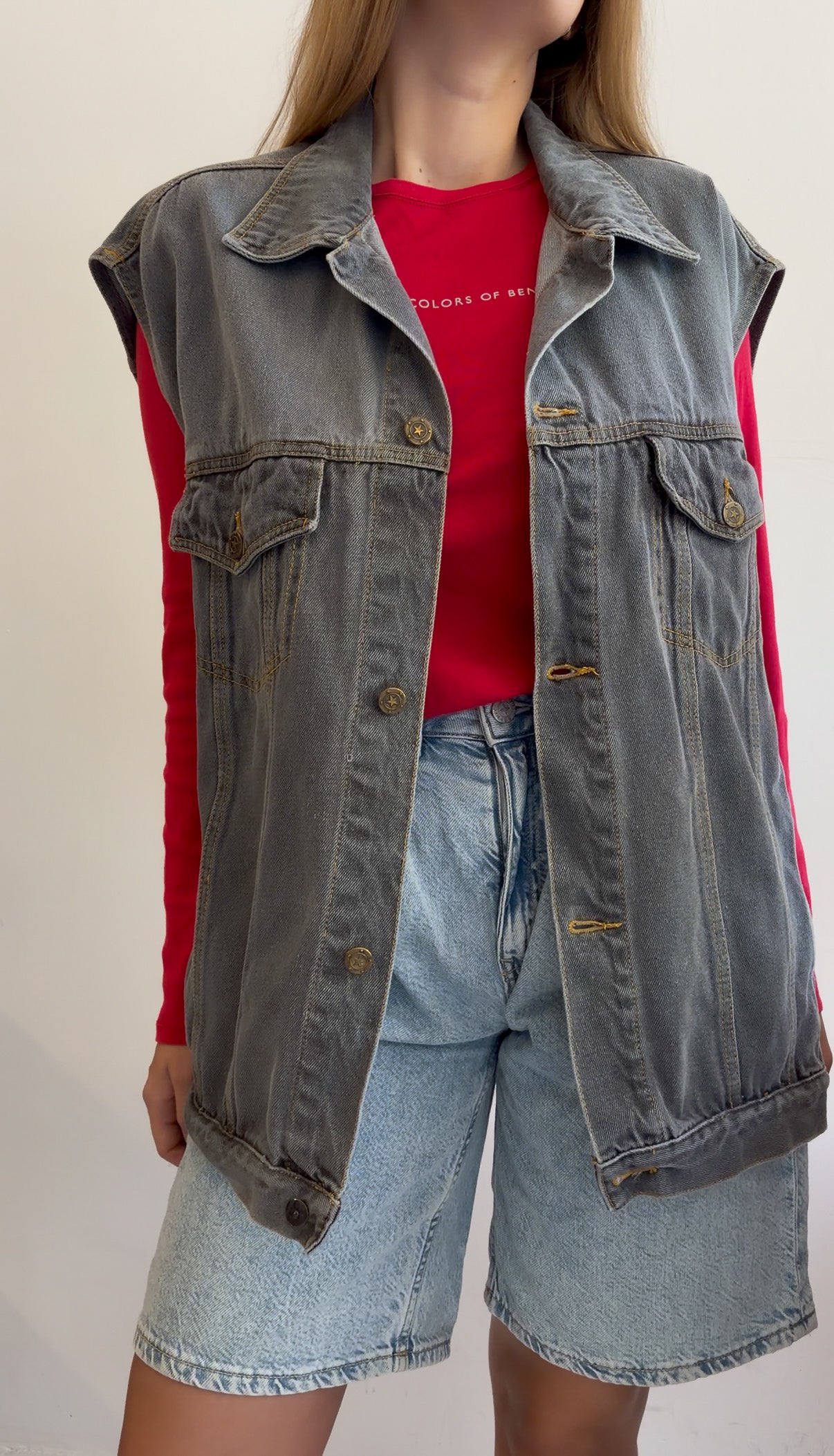 Oversize szara kbazmielka z dżinsu unisex