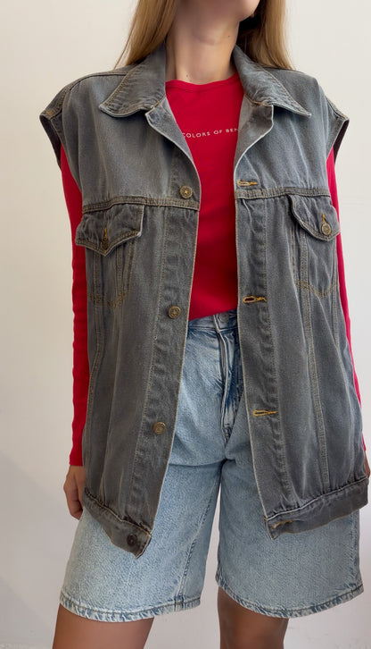 Oversize szara kbazmielka z dżinsu unisex
