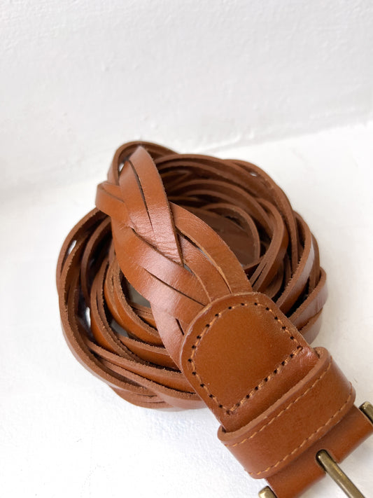 Pleciony pasek vintage | skóra naturalna | 95