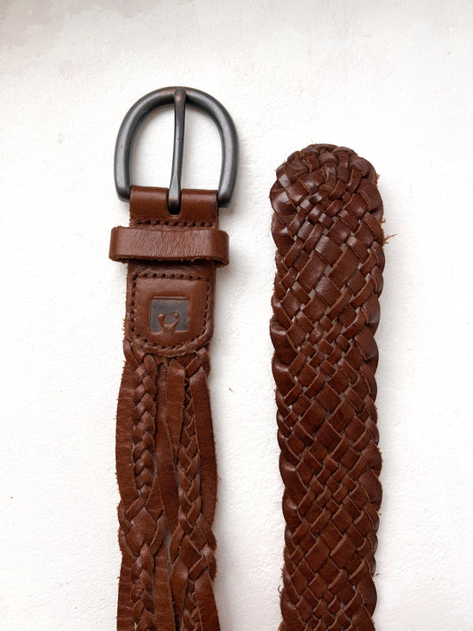 Pleciony pasek vintage | skóra naturalna | 75