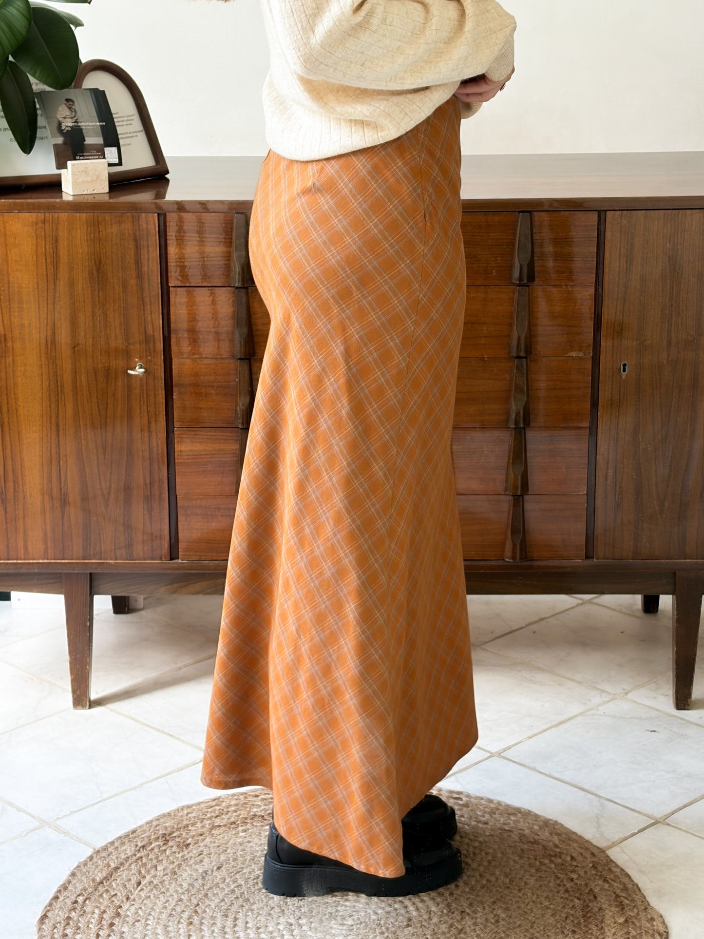 Vintage maxi spódnica w kratkę XS-S lata 90'