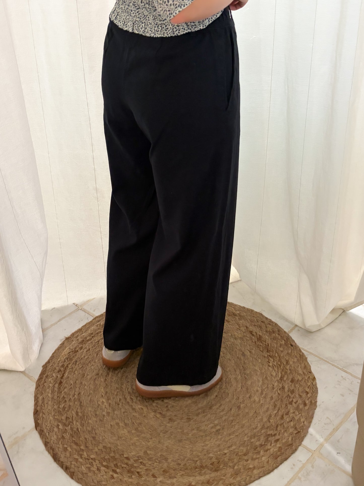 Szerokie spodnie z lnem | Wide Leg | S-M