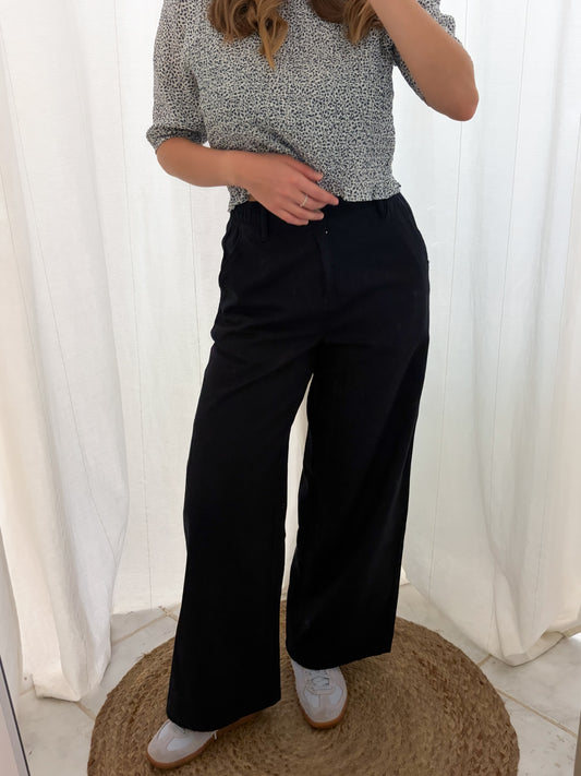 Szerokie spodnie z lnem | Wide Leg | S-M