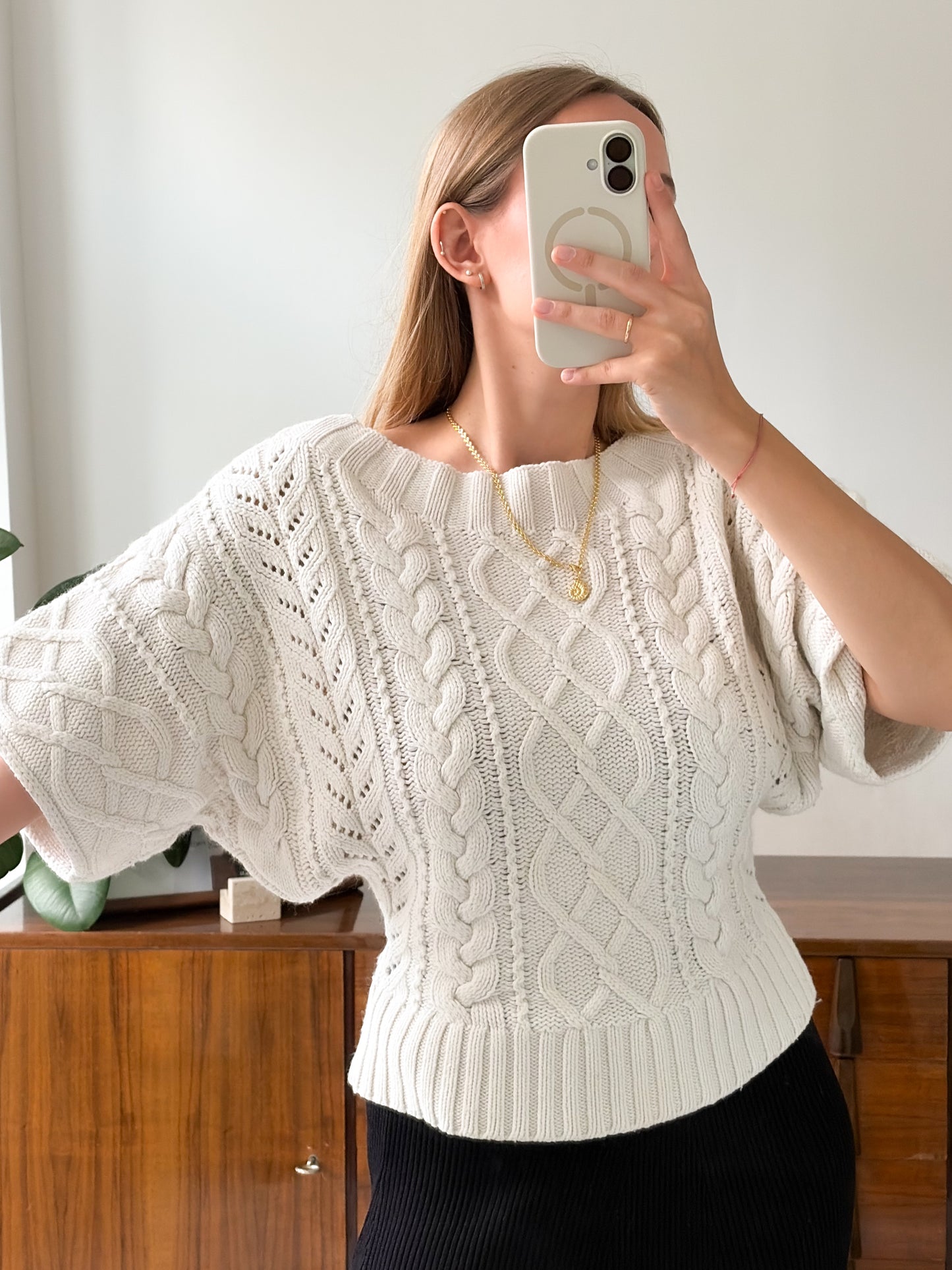 Taliowany sweter o kroju nietoperza XS-S