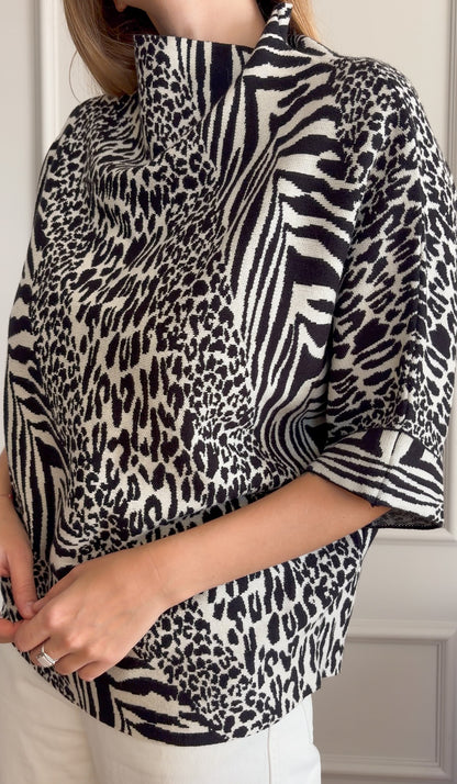 Sweter na krótki rękaw w motyw zebry