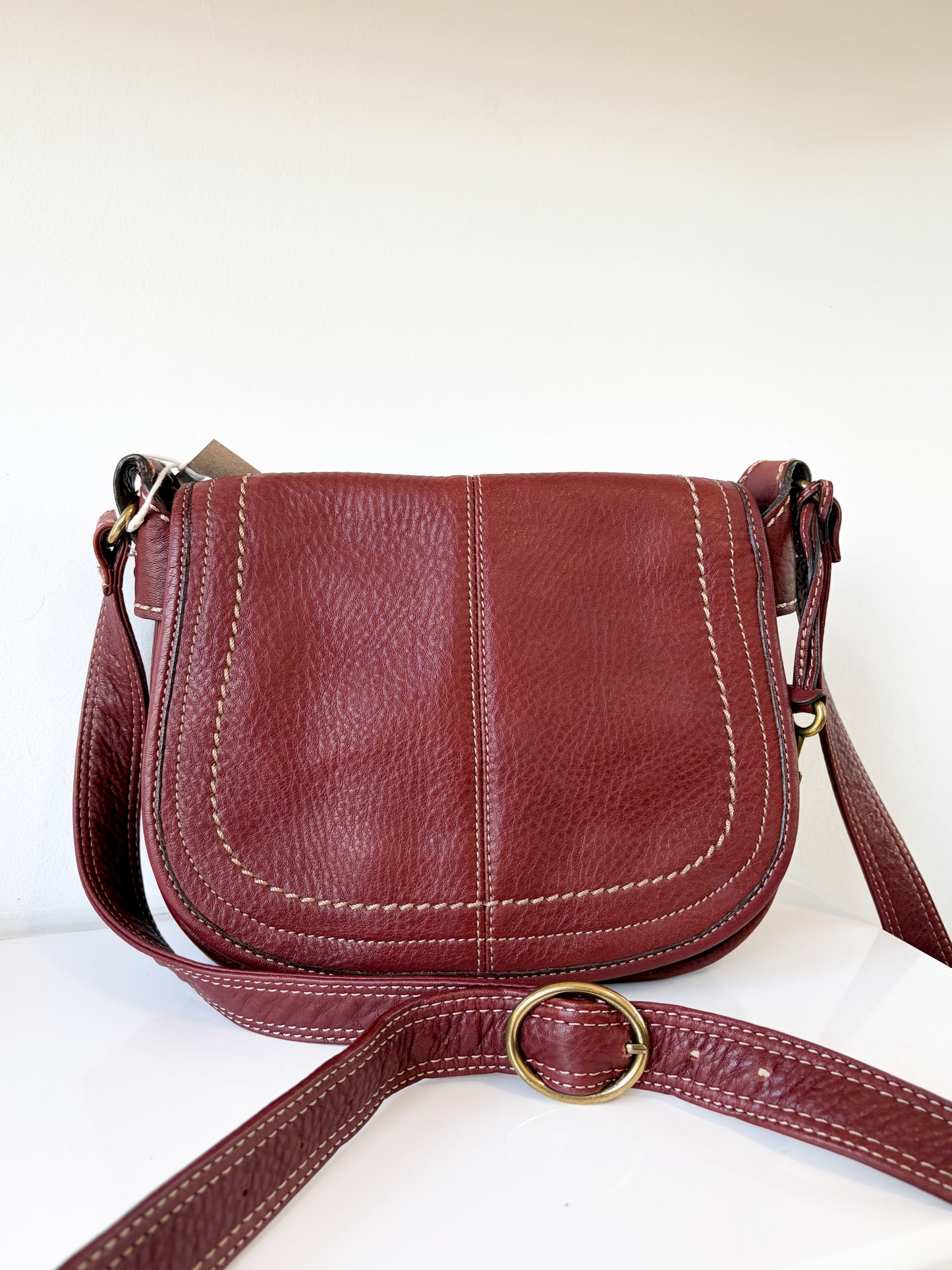 FOSSIL burgundowa torebka ze 100% skóry naturalnej