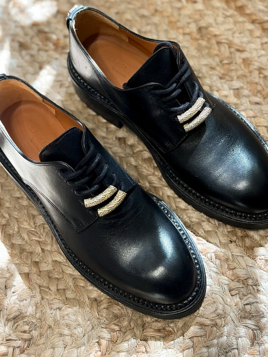 Emblem by Minelli skórzane derby chunky minimalistyczne | 36,5-37