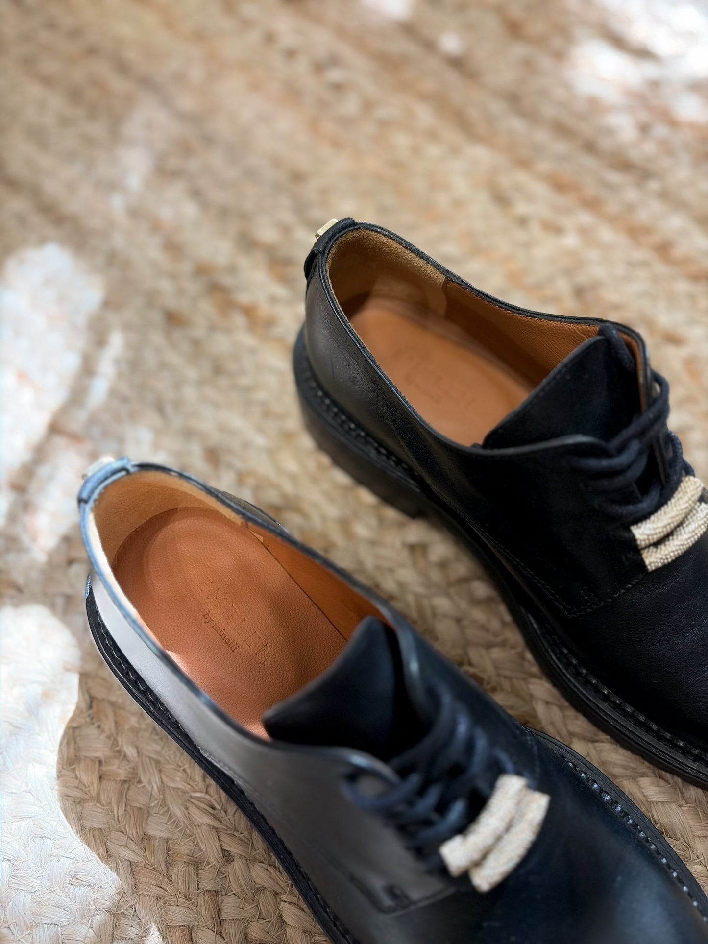 Emblem by Minelli skórzane derby chunky minimalistyczne | 36,5-37