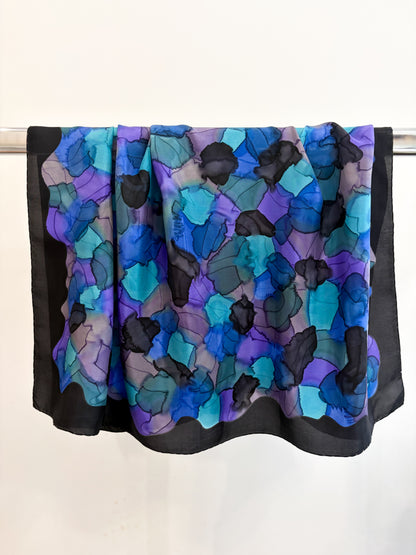 Ręcznie malowana jedwabna apaszka 90x90