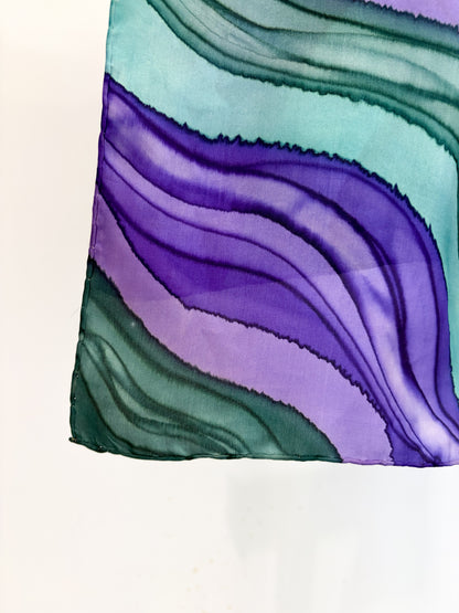 Ręcznie malowana jedwabna apaszka 90x90