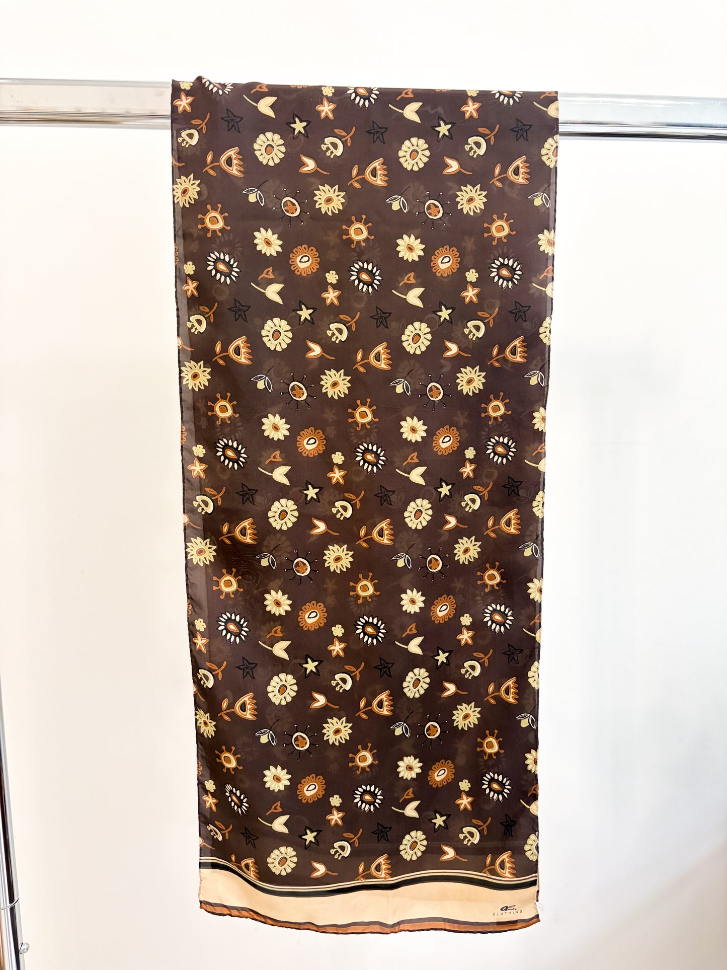 Jedwabna apaszka w odcieniach brązu 155x35