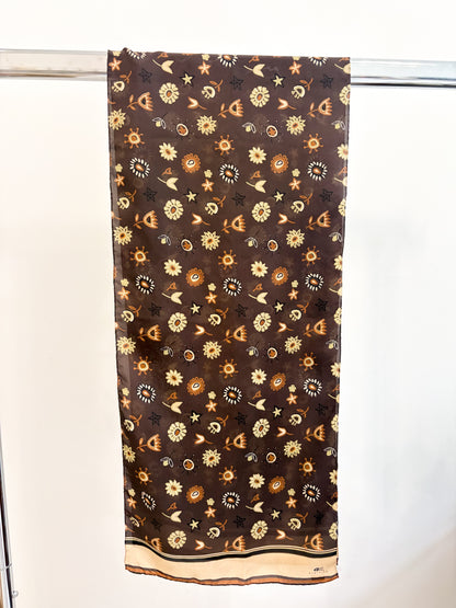 Jedwabna apaszka w odcieniach brązu 155x35
