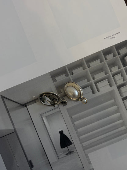 Klipsy vintage owalne z perłowym środkiem